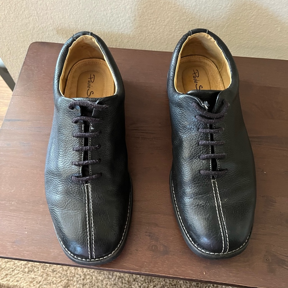 Mens Paola Sesto Black Leather Oxford Shoes size 10 1/2 M.  Made in Brazil.